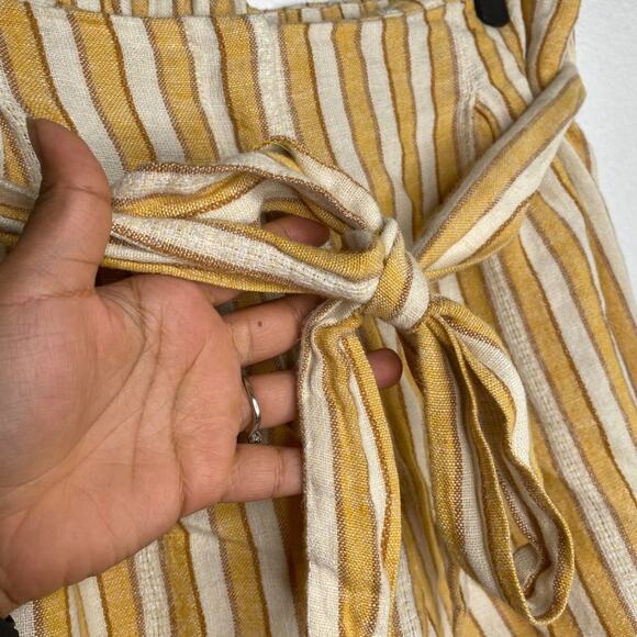 Drew Womens Shorts Size L Yellow White Striped Belted High Waisted Unlined - Picture 9 of 16